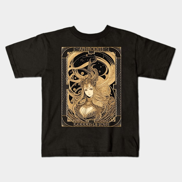 Aphrodite Goddess of Love Kids T-Shirt by Pictozoic